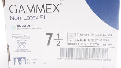 Ansell 20685775 Gammex Non-Latex PI Surgical Gloves Size 7-1/2 - Box of 50